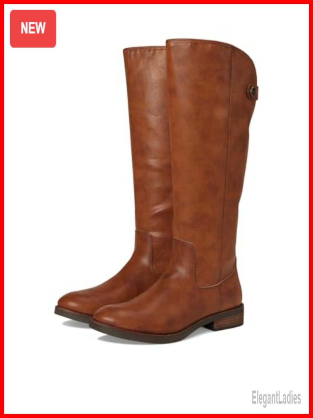 Kellie Button Tall Mid-Calf Equestrian Boots Polyurethane